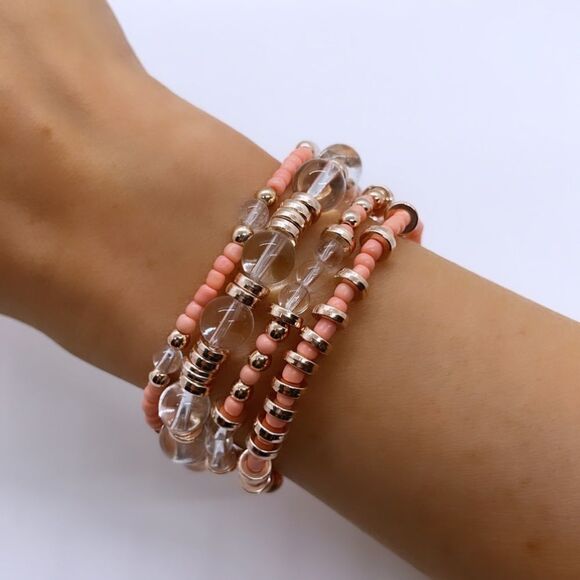 NWT Wool + Pepper Co. Rose Gold Bracelet Stack (4) - Picture 1 of 6